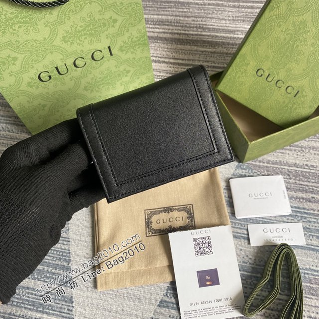 Gucci新款卡包 古馳竹子設計小牛皮錢包 Gucci全皮純色零錢包 658244  ydg3016